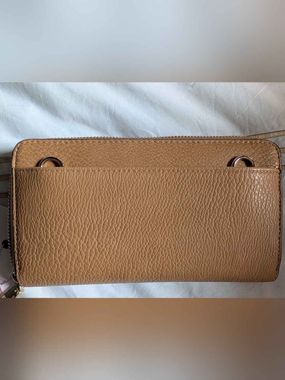 Poppy & Peonies Tan Zip-Around Wallet with Gold Hardware - Picture 2 of 4